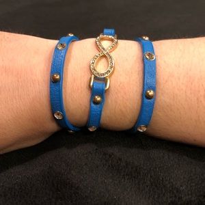 Blue and gold crisscross bracelet